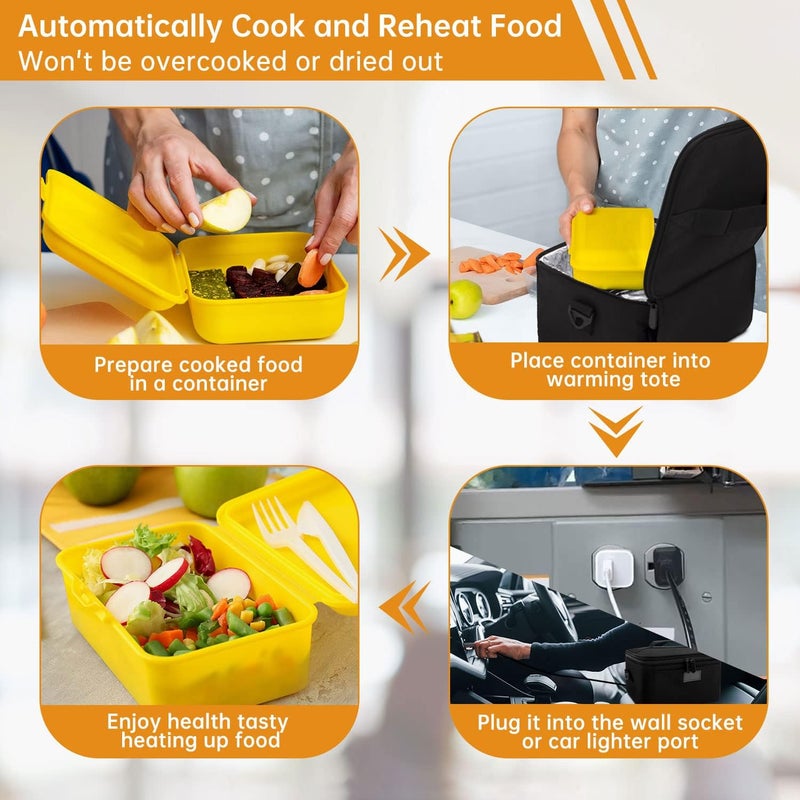 Aotto Electric Lunch Box Food Heater  12V24V110V 3in1 Portable Oven  Food Warmer Heated Lunch Box for Adults Cook Reheat Keep Meals Warm for Car Truck Office Travel Home  Black - Image 4