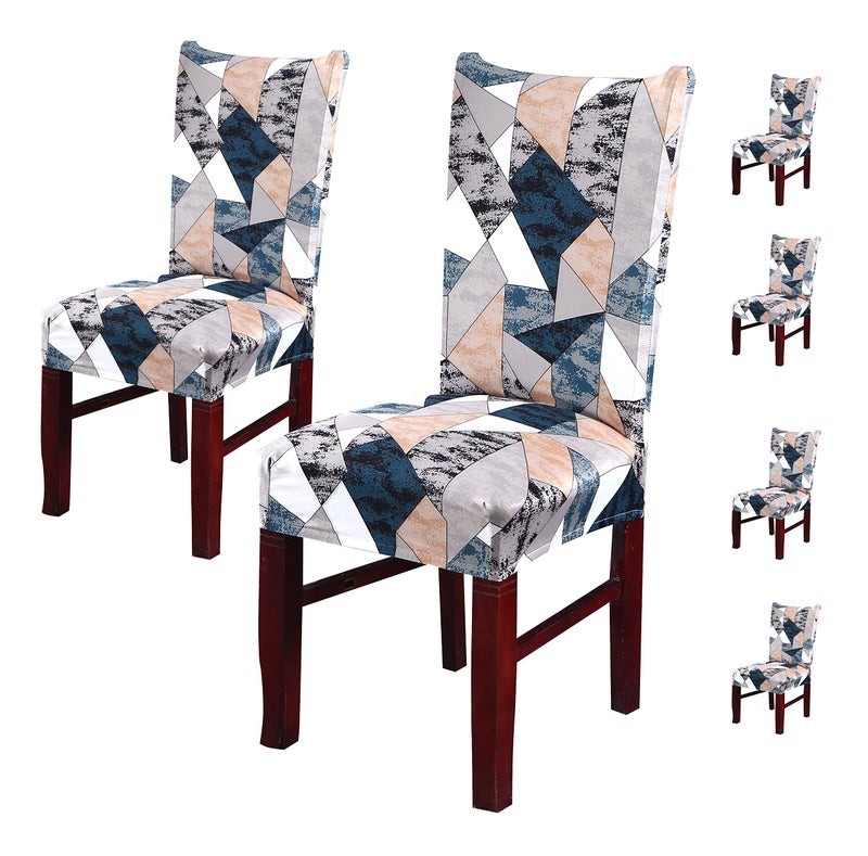 House of Quirk Elastic Chair Cover Stretch Removable Washable Short Dining Chair Cover Protector Seat Slipcover (Pack of 6, Antique Prism) - Image 1
