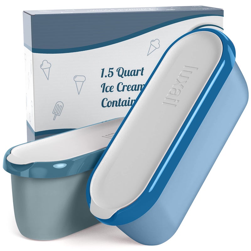 Ice Cream containers for homemade ice cream Reusable Storage Freezer ice cream Container With Lids2 Pack BPA FREE Non Slip Base Stackable on Freezer Shelves