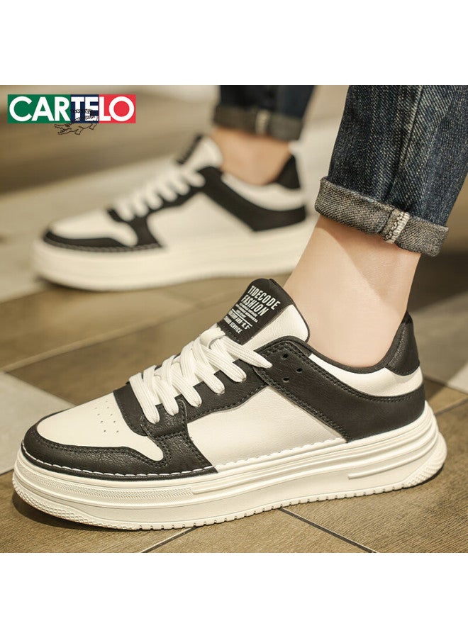 Cartelo Men's Shoes Spring Fashion Casual Sneakers Soft Sole Sports White Shoes Black Size 44 - Image 3