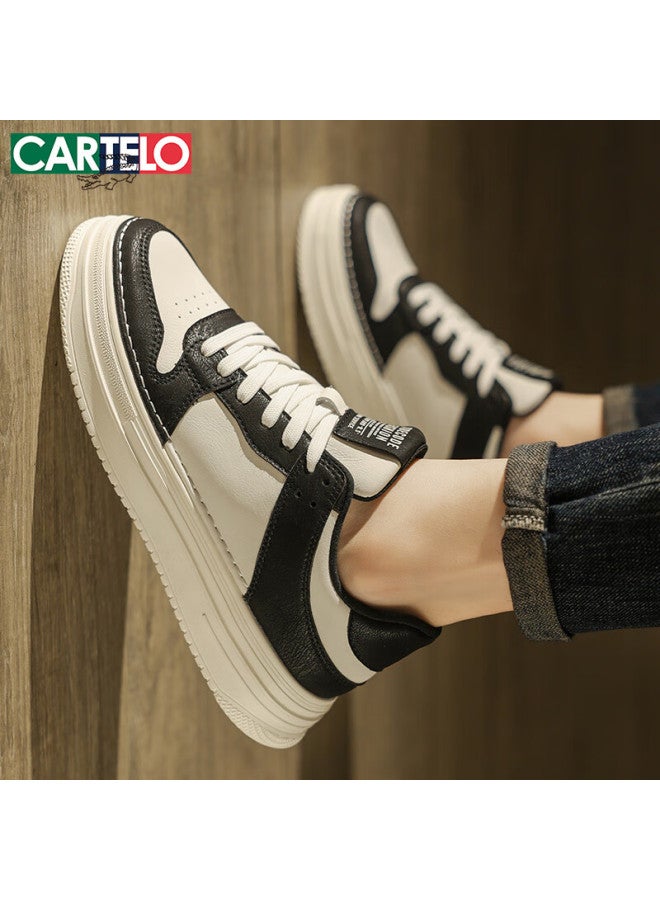 Cartelo Men's Shoes Spring Fashion Casual Sneakers Soft Sole Sports White Shoes Black Size 44 - Image 4