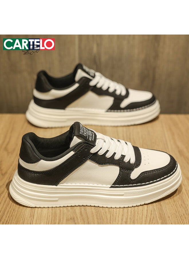 Cartelo Men's Shoes Spring Fashion Casual Sneakers Soft Sole Sports White Shoes Black Size 44 - Image 1