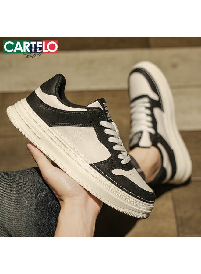 Cartelo Men's Shoes Spring Fashion Casual Sneakers Soft Sole Sports White Shoes Black Size 44 - Image 2