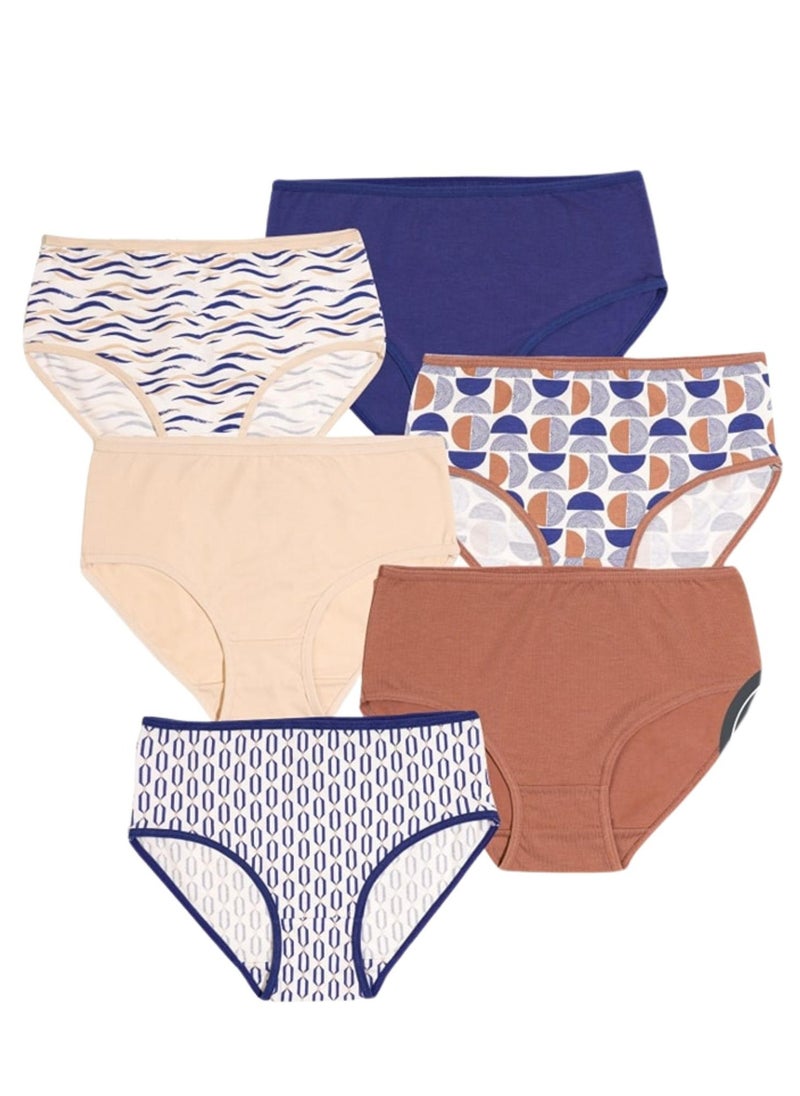 School - Pack of 6 Classic Midi Brief Panties for Women - Image 1