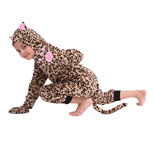 Sincere Party Fleece Cat Onesie Costume Leopard Cat Halloween Costume for Kids M68 - Image 5