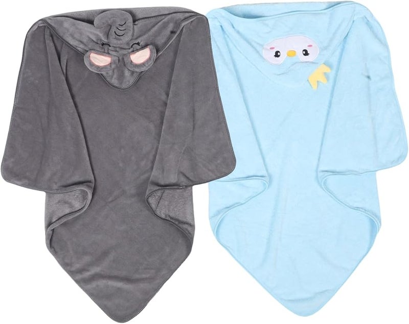 2Pcs Cartoon Hooded Bath Towel Soft Absorbent For Newborn Baby Boy Girl - Image 1
