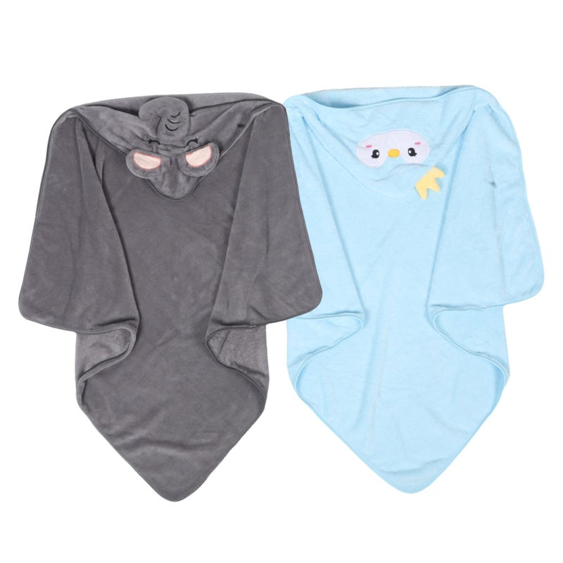 2Pcs Cartoon Hooded Bath Towel Soft Absorbent For Newborn Baby Boy Girl - Image 2