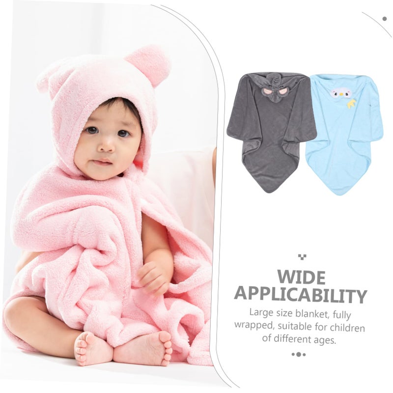 2Pcs Cartoon Hooded Bath Towel Soft Absorbent For Newborn Baby Boy Girl - Image 4