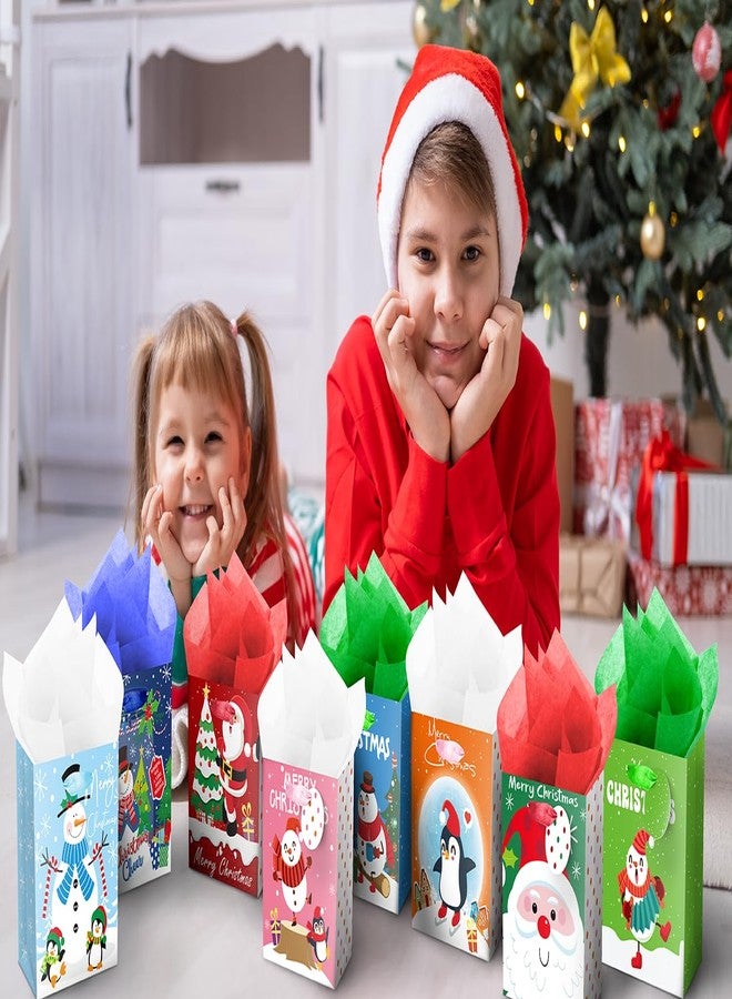 XiaosRen 20Pcs Mini Chirstmas Gift Bags with Tissue Paper and Tag, Small Paper Bags with Handles Assorted Cute Christmas Design for Xmas Holiday Presents Wrapping. - Image 5