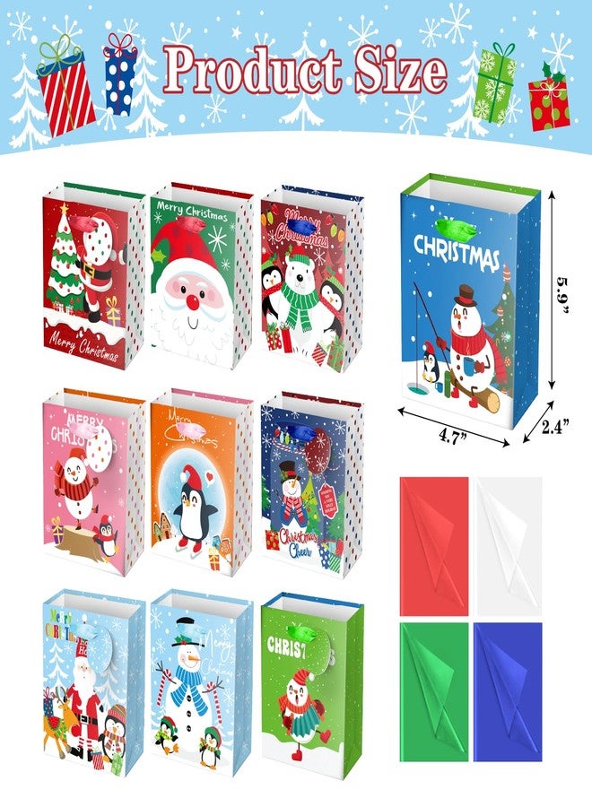 XiaosRen 20Pcs Mini Chirstmas Gift Bags with Tissue Paper and Tag, Small Paper Bags with Handles Assorted Cute Christmas Design for Xmas Holiday Presents Wrapping. - Image 2