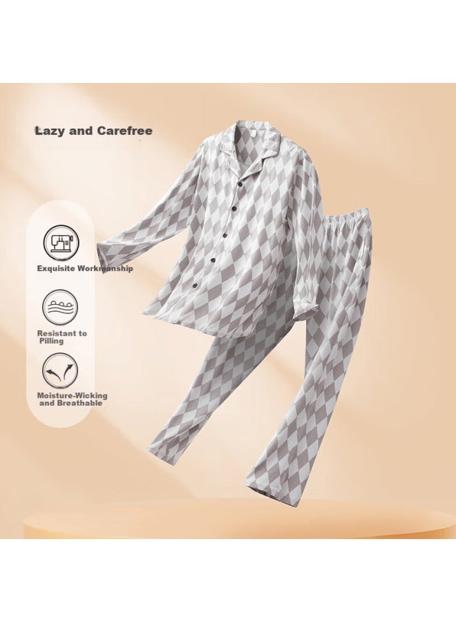 Your Sun Yiershuang 100% Cotton Men's Pajama Set Homewear With Lapel Collar - Image 1