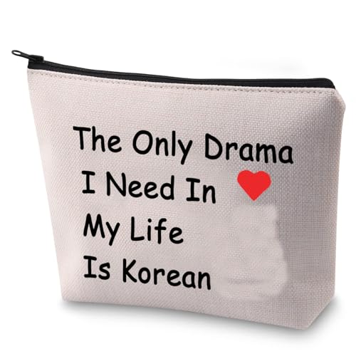 BLUPARK Korean Drama Lover Makeup Bag The Only Drama I Need In My Life Is Korean Cosmetic Bag for K-drama Mom (The Only Drama) - Image 1