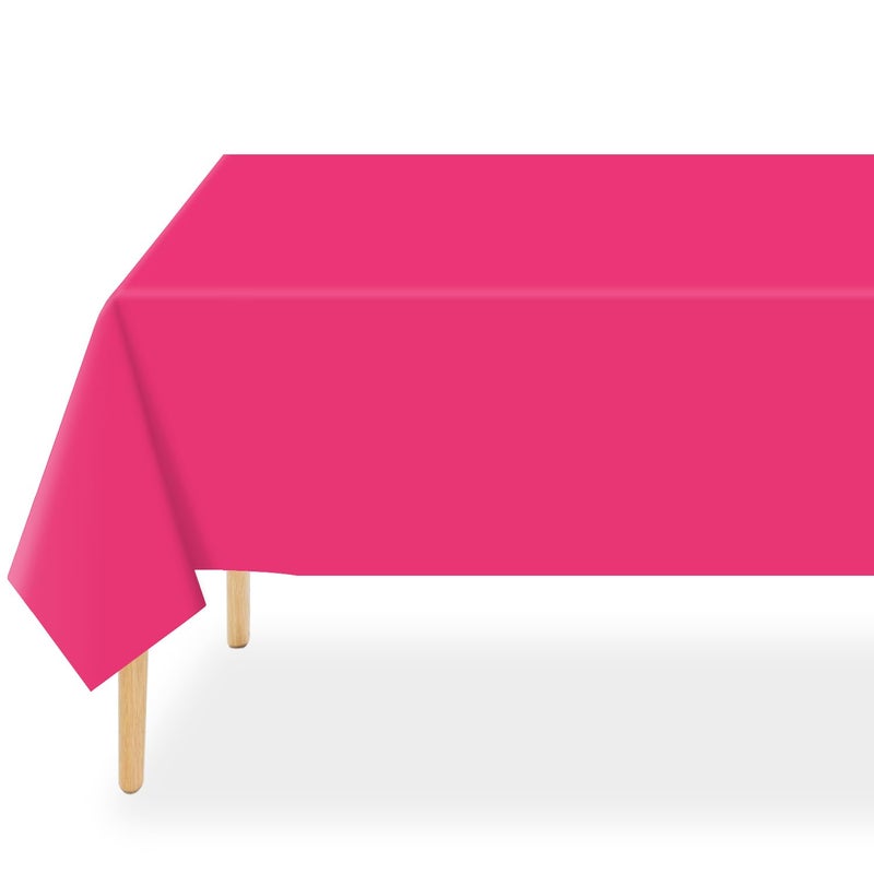 QIKSION Plastic Table Cloth Disposable 2 Pack 54 x 108 Inch Tablecloths for Rectangle Tables Hot Pink Plastic Table Cover