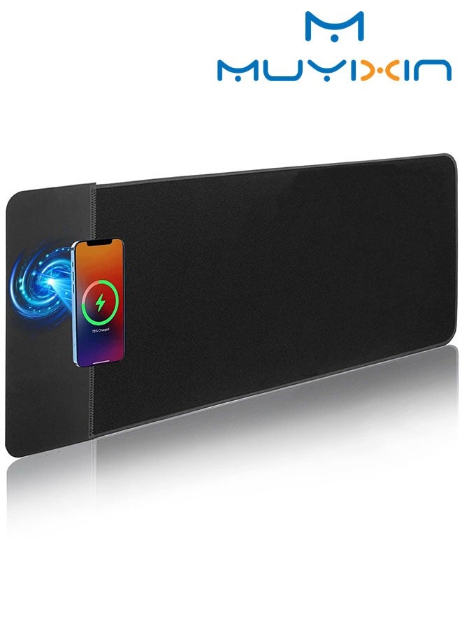 Muyixin Wireless Charging Mouse Pad, Waterproof Gaming Mousepad with Ultra-Smooth Surface, Non-Slip Base, 31.5"x11.8" Desk Pad for MacBook, PC, Laptop  - Image 1