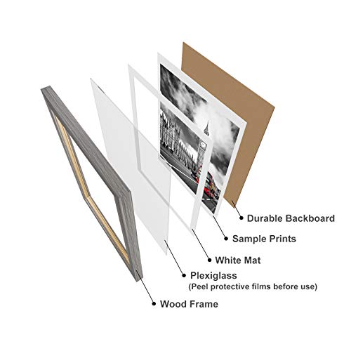 IkaLede 12x16 Rustic Picture Frames Display 11x14 Pictures with Mat or 12x16 Photos without Mat Solid Wood Grain Picture Frames Wall Art for Living Room Wall Mounting Decor - Image 4