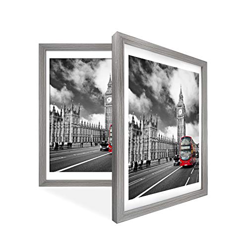 IkaLede 12x16 Rustic Picture Frames Display 11x14 Pictures with Mat or 12x16 Photos without Mat Solid Wood Grain Picture Frames Wall Art for Living Room Wall Mounting Decor - Image 3