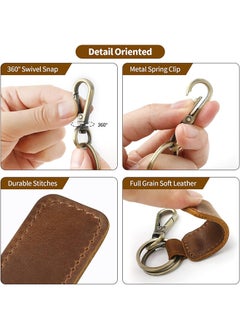 Depend Genuine Leather Car Keychain, 2PCS Universal Key Fob Keychain Leather Key Chain Holder For Men And Women, 360 Degree Rotatable With Anti-Lost Ring, Vintage Carabiner Clip (Brown And Black)  - Image 3
