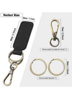 Depend Genuine Leather Car Keychain, 2PCS Universal Key Fob Keychain Leather Key Chain Holder For Men And Women, 360 Degree Rotatable With Anti-Lost Ring, Vintage Carabiner Clip (Brown And Black)  - Image 2
