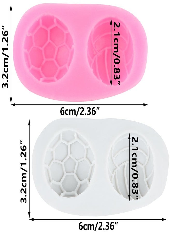 RFGHAC Sports Ball Fondant Molds Football Silicone Mold Volleyball Chocolate Mold for Cake Decorating Cupcake Topper Candy Sugar Gum Paste Polymer Clay Set Of 2 - Image 2