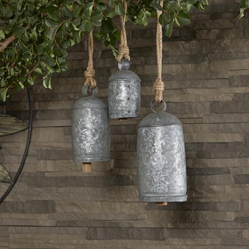 Deco 79 Rustic Metal Cowbell Decorative Bells, 5", 4", 3"H, Silver - Image 3