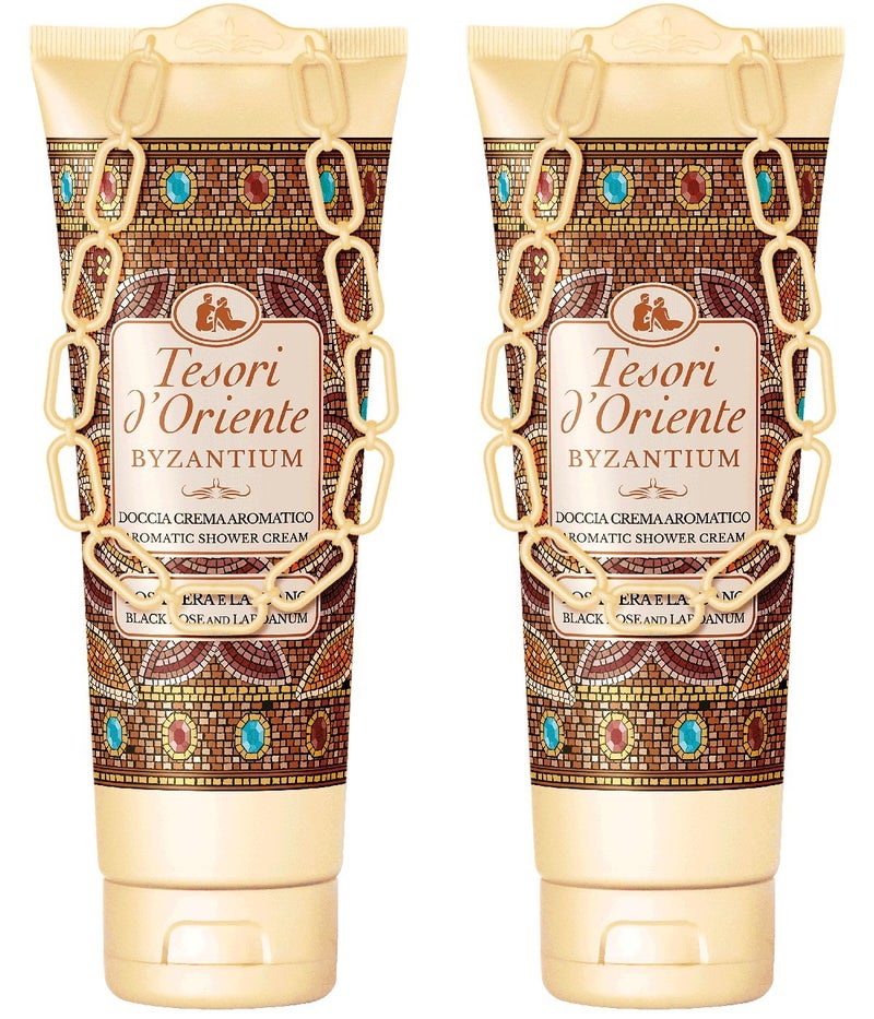 Tesori d'Oriente: "Byzantium Aromatic Shower Cream, with Black Rose and Labdanum * 8.45 Fluid Ounce (250ml) Tubes (Pack of 2) * [ Italian Import ]