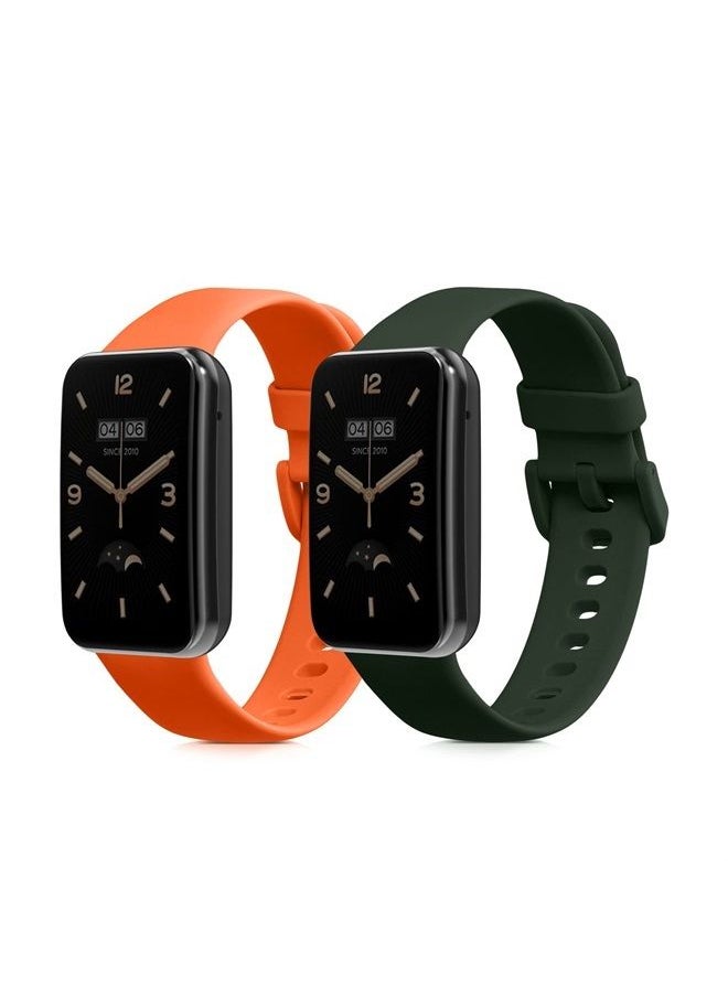 kwmobile Straps Compatible with Xiaomi Mi Band 7 Pro Straps - 2x Replacement Silicone Watch Bands - Black/Grey/Black/Red  - Image 1