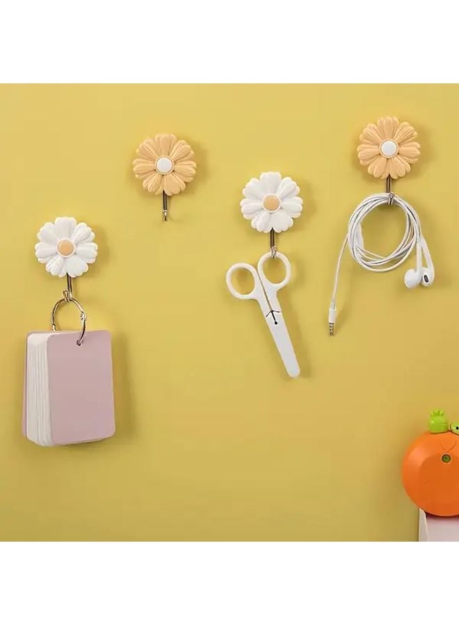 عبوتين من خطافات الحائط اللاصقة القوية على شكل زهرة الأقحوان الصفراء لتزيين المنزل دون الحاجة إلى الحفر - Image 2