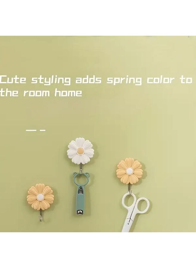 عبوتين من خطافات الحائط اللاصقة القوية على شكل زهرة الأقحوان الصفراء لتزيين المنزل دون الحاجة إلى الحفر - Image 4