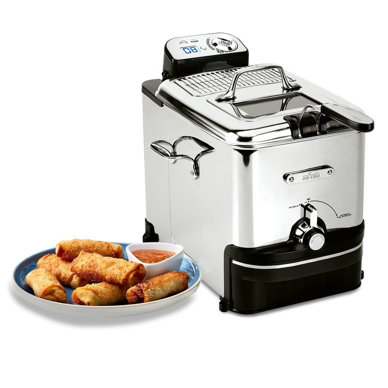 All-Clad AllClad Electric Deep Fryer with Basket and Lid Stainless Steel Deep Fryer for Home Use 1700W Dishwasher Safe 