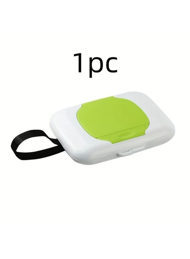 Green Portable Wet Wipes Box Compact Travel Organizer Lightweight Durable Plastic Case - Image 1