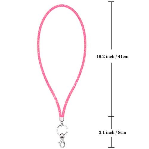 Ascrafter Bling Crystal Lanyard Strap with Metal Clasp & Keyring, Rhinestone Neck Lanyard for Women, ID Card & Keys Strap - 3 Pack(Black+Pink+Multicolor) - Image 3
