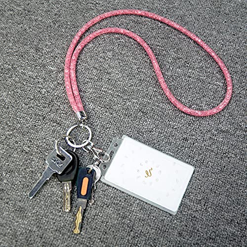 Ascrafter Bling Crystal Lanyard Strap with Metal Clasp & Keyring, Rhinestone Neck Lanyard for Women, ID Card & Keys Strap - 3 Pack(Black+Pink+Multicolor) - Image 5