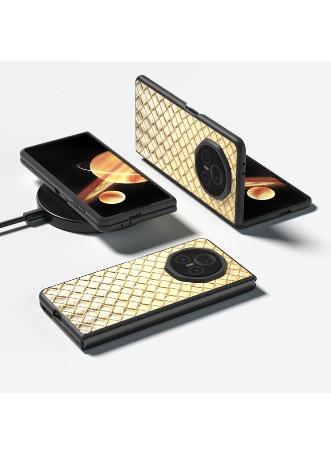 The Bros Phone Case For Honor Magic V3 Black Frame Woven Texture PU Phone Phone Case  - Image 2