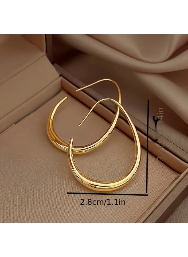 Ready For Chai Women's Hypoallergenic Stainless Steel Interlocking Loop Hoops - Minimalist Water Drop Dainty Earrings, Anti-Fade & Comfortable, Matte Black or Golden-Toned, Everyday & Party Jewelry, Durable & Versatile, Sensitive Light Beige Safe, Elegant Gift for Women - Image 2