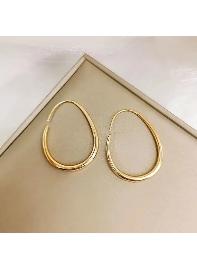 Ready For Chai Women's Hypoallergenic Stainless Steel Interlocking Loop Hoops - Minimalist Water Drop Dainty Earrings, Anti-Fade & Comfortable, Matte Black or Golden-Toned, Everyday & Party Jewelry, Durable & Versatile, Sensitive Light Beige Safe, Elegant Gift for Women - Image 3