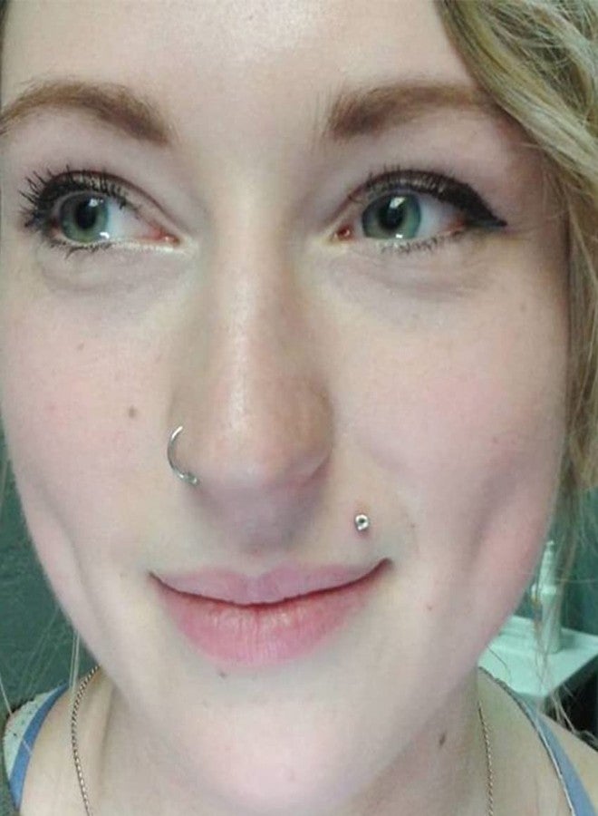 QWALIT Plastic Medusa Piercing Jewelry Lip Piercing Jewelry Labret Jewelry Monroe Piercing Jewelry 16g Labret Piercing Jewelry Threadless Labret Clear Cartilage Earrings Helix Earrings Stud, Metal, - Image 4