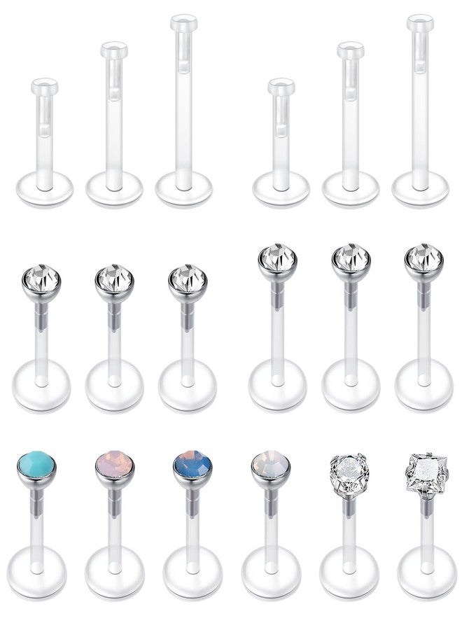 QWALIT Plastic Medusa Piercing Jewelry Lip Piercing Jewelry Labret Jewelry Monroe Piercing Jewelry 16g Labret Piercing Jewelry Threadless Labret Clear Cartilage Earrings Helix Earrings Stud, Metal, - Image 1
