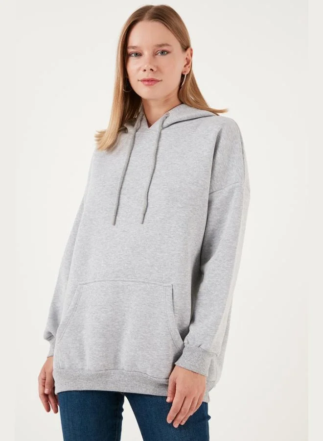 Lela Lela Regular Fit Cotton Hooded Collar Brushed Winter Sweatshirt Women's SWEAT 5863854