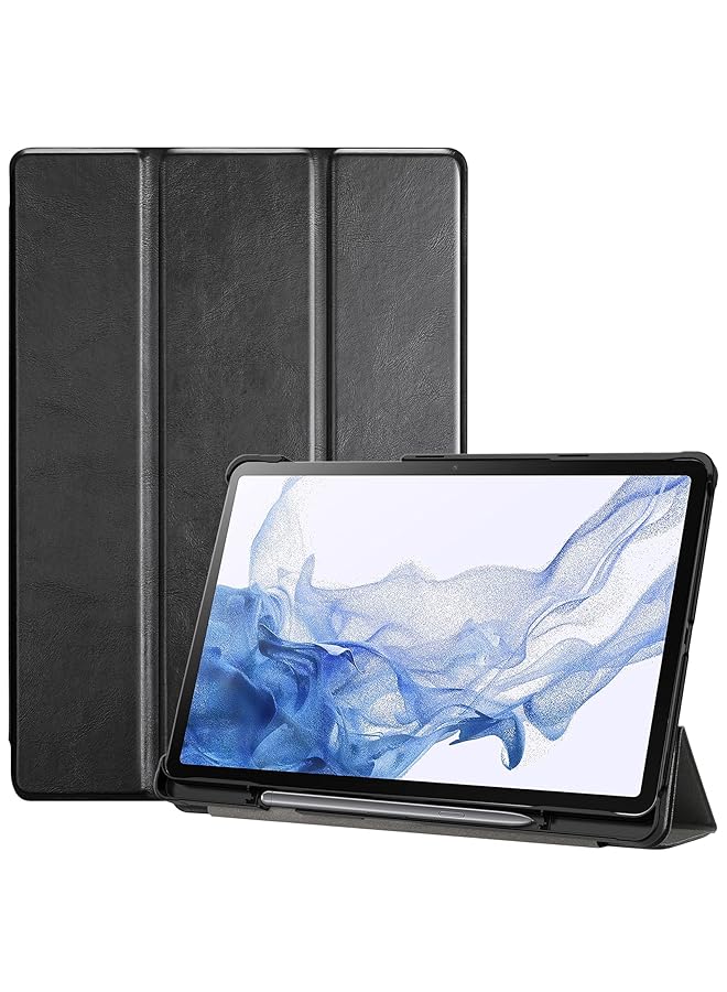 Procases Galaxy Tab S8 Tab S7 11 Inch Case Tri Fold Slim Case Folio Pu Leather Protective Smart Cover For 11 Inch Samsung Tab S8 2022 Galaxy Tab S7 2020 Sm X700 X706 T870 T875 T878 Black - Image 1