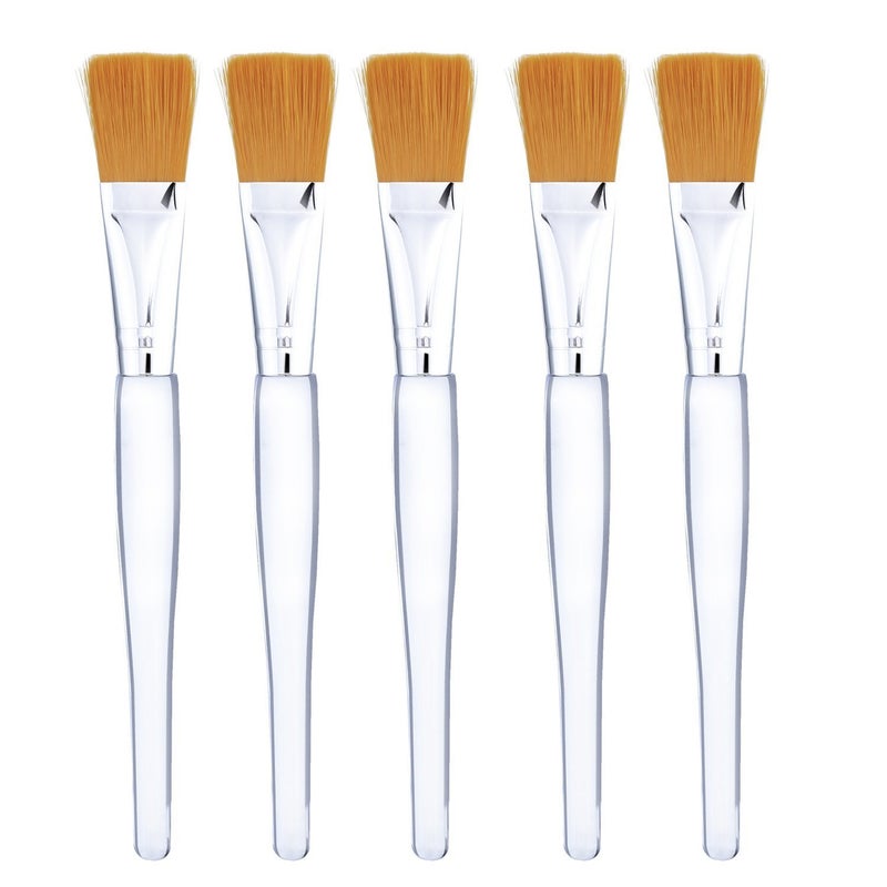 Mudder Facial Mask Brush Makeup Brushes Cosmetic Tools with Clear Plastic Handle, 5 Pack (Silver with Yellow Brush) - Image 4