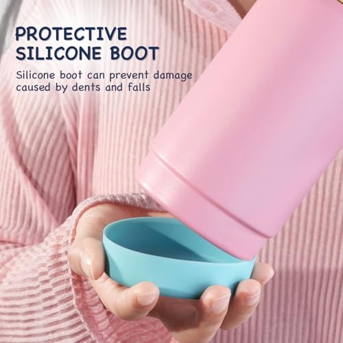 Kerilyn 12oz Insulated Water Bottle, Stainless Steel Insulated Kids Water Bottle, Toddler Cup with Straws Leak-Proof, Kids Water Bottles for School Boys Girls, BPA Free, Charm Pink - Image 5