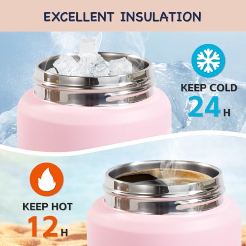 Kerilyn 12oz Insulated Water Bottle, Stainless Steel Insulated Kids Water Bottle, Toddler Cup with Straws Leak-Proof, Kids Water Bottles for School Boys Girls, BPA Free, Charm Pink - Image 4