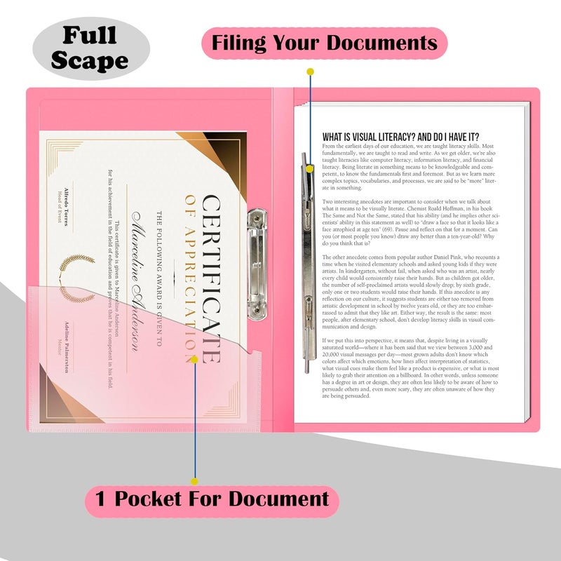 Shuban 2 Pack Durable Plastic FC Size Cobra Spring Clip File Folder, File for Document Holder Certificates Holder- Assorted Color - Image 5