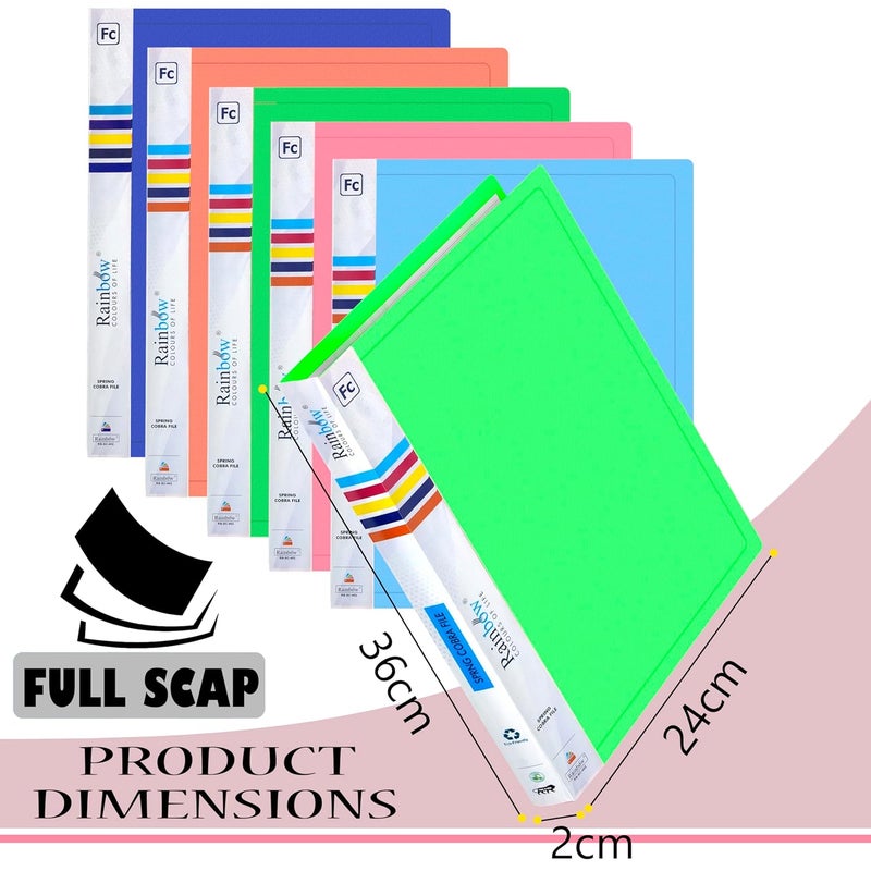 Shuban 2 Pack Durable Plastic FC Size Cobra Spring Clip File Folder, File for Document Holder Certificates Holder- Assorted Color - Image 2