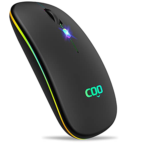 COO Wireless Mouse, LED Slim Bluetooth Mouse with 3 Adjustable DPI, Silent, Rechargeable, Dual Mode(Bluetooth 5.1 and 2.4G Wireless) for iPad OS 13, MacBook, Laptop, Mac OS 10.10 - Image 1