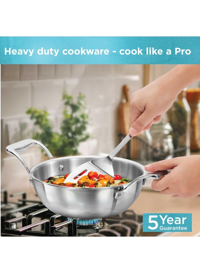 Hawkins Pro 1.5 Litre Deep-Fry Pan, Triply Stainless Steel Kadhai with Steel Handles and Steel Lid, Small Kadhai, Silver (PSK15S) - Image 2