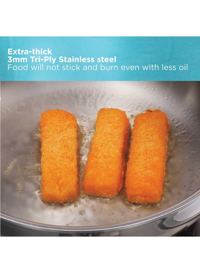 Hawkins Pro 1.5 Litre Deep-Fry Pan, Triply Stainless Steel Kadhai with Steel Handles and Steel Lid, Small Kadhai, Silver (PSK15S) - Image 3