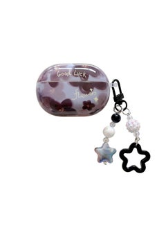 Suitable For HuaweiFreebuds5 Bluetooth HeadSEt Protective Cover Se2/4/5i/pro2 Cartoon Soft Shell Cute And Creative-Color:IMD Soft Shell-black Flower (with Pendant)-Model:For HuaweiFreebuds Pro Headphone Case