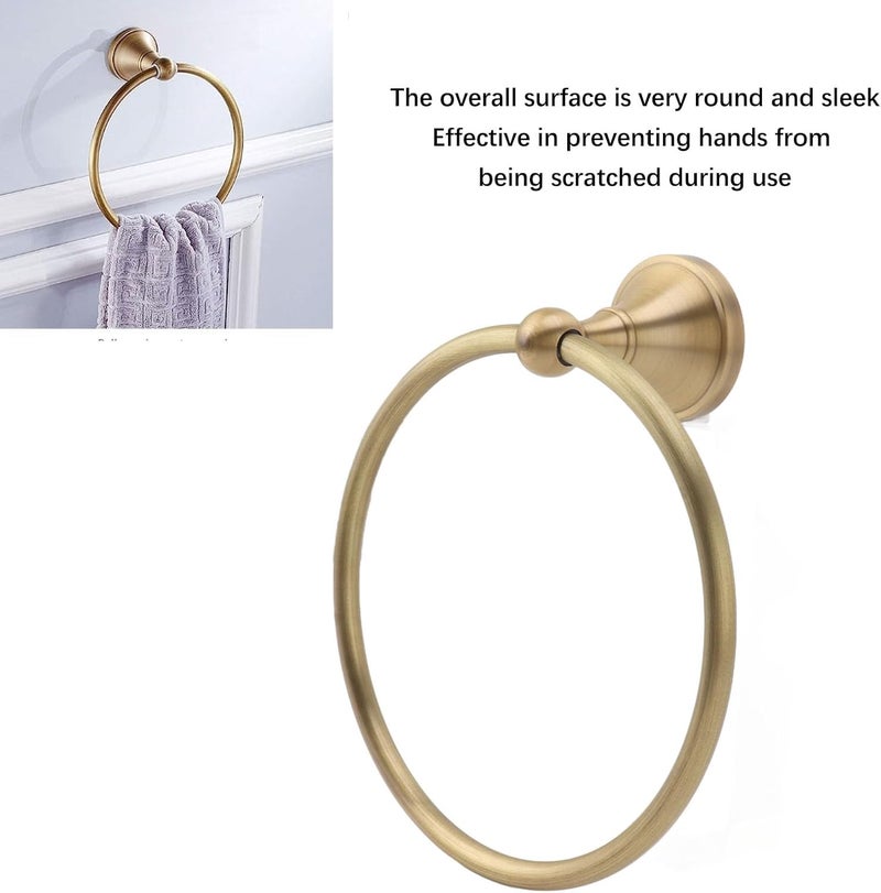 Bath Towel Ring, Multifunction Round Wall Mounted Copper Towel Ring Bathroom Hardware Accessories for Bathroom, Sturdy and Durable (960830) - Image 2