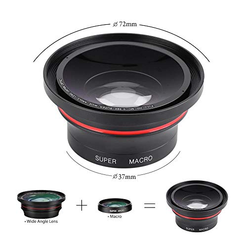 Serounder 37mm 0.39X Professional HD Wide Angle Lens with Macro Lens and 37mm Phone Clip for Camcorder DSLR Camera - Image 2
